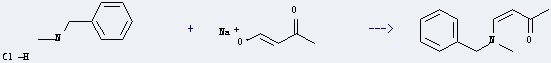 Benzenemethanamine,N-methyl-, hydrochloride (1:1) can be used to produce N-benzyl-N-methyl-4-aminobut-3-ene-2-one with 3-oxo-butyraldehyde; sodium enolate.